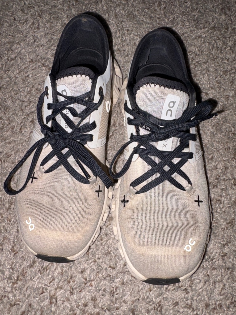 On Running Beige and Black Women’s Running Sneakers